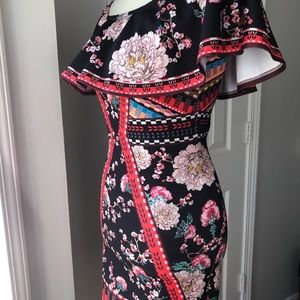 Fab’rik Off The Shoulder Body Con Floral  Dress S